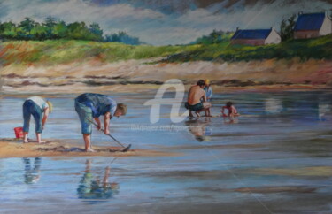 Pintura titulada "Jeux de plage" por Helene Gaben Laurié, Obra de arte original, Otro
