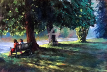 Pintura titulada "Soirée au parc" por Helene Gaben Laurié, Obra de arte original, Otro