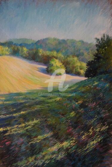Peinture intitulée "au champ du puits" par Helene Gaben Laurié, Œuvre d'art originale, Pastel