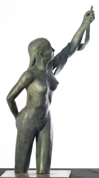 Sculpture intitulée "née du soleil vert" par Helene Gobin Langlais, Œuvre d'art originale, Terre cuite