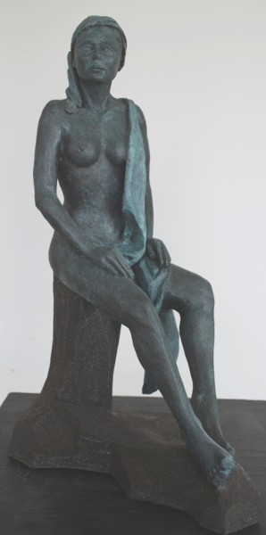 Sculpture intitulée "nu bleu" par Helene Gobin Langlais, Œuvre d'art originale, Terre cuite