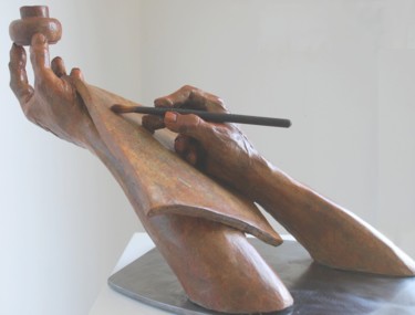 Sculptuur getiteld "Message" door Helene Gobin Langlais, Origineel Kunstwerk, Terra cotta