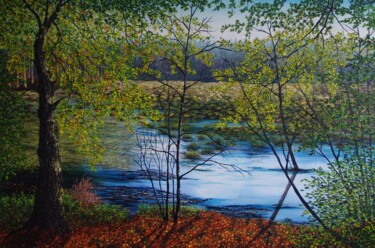 Painting titled "Delamere moss in au…" by Hazel Thomson, Original Artwork, Oil