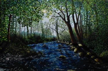 Pintura intitulada "Afon Yesgethin" por Hazel Thomson, Obras de arte originais, Óleo