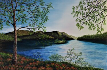 Painting titled "Loch an Eilein" by Hazel Thomson, Original Artwork, Oil