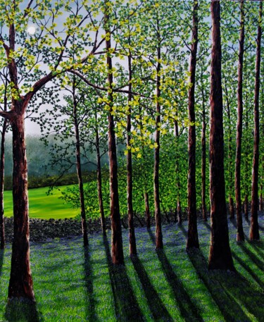 Bluebell Wood Peinture intitulée "Bluebell Wood" par Hazel Thomson, Œuvre d'art originale, Huile