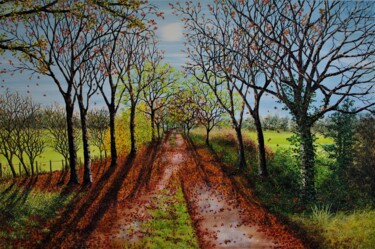 Painting titled "Autumnal Walk" by Hazel Thomson, Original Artwork, Oil