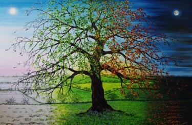 Painting titled "An Oak Of Our Time" by Hazel Thomson, Original Artwork, Oil