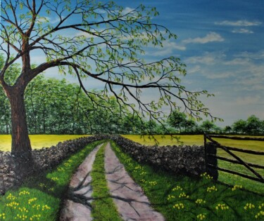 Malerei mit dem Titel "Spring Time Walk" von Hazel Thomson, Original-Kunstwerk, Öl Auf Keilrahmen aus Holz montiert
