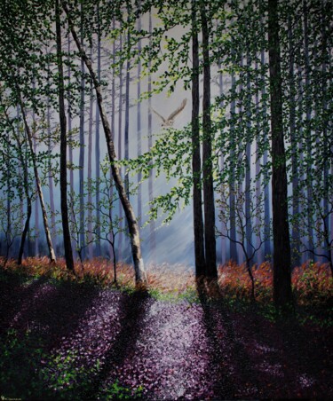 Malerei mit dem Titel "Twilight Flight" von Hazel Thomson, Original-Kunstwerk, Öl Auf Keilrahmen aus Holz montiert