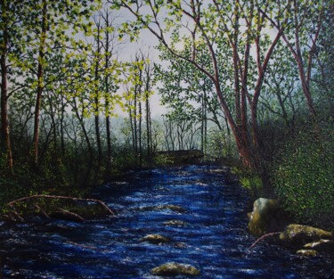 Pittura intitolato "Forest River 2" da Hazel Thomson, Opera d'arte originale, Olio