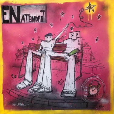 Painting titled "En attendant : sur…" by Hico, Original Artwork, Acrylic