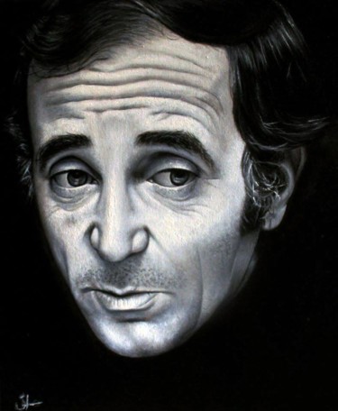 Painting titled "charles aznavour" by Serge Hidalgo, Original Artwork, Oil