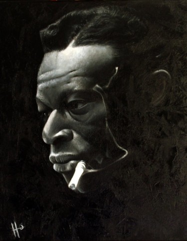 Schilderij getiteld "nat king cole" door Serge Hidalgo, Origineel Kunstwerk, Olie