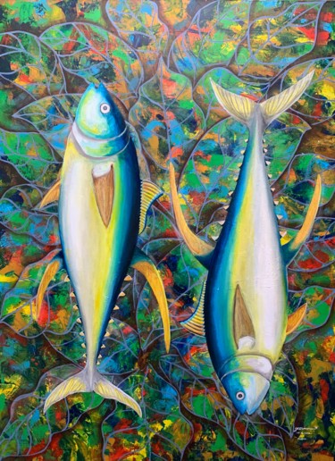 Schilderij getiteld "Yellowfin" door Francis Eric Dimarucut, Origineel Kunstwerk, Acryl