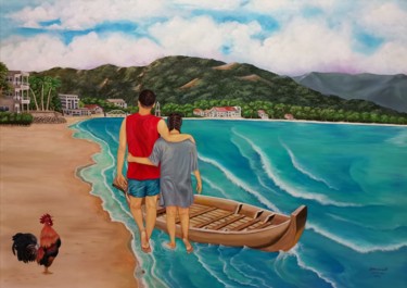 Painting titled "New day at the seas…" by Francis Eric Dimarucut, Original Artwork, Acrylic