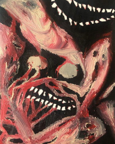 Pittura intitolato "Viande chaude | 熱い肉…" da Hideo Fukushima, Opera d'arte originale, Olio Montato su Telaio per barella in…