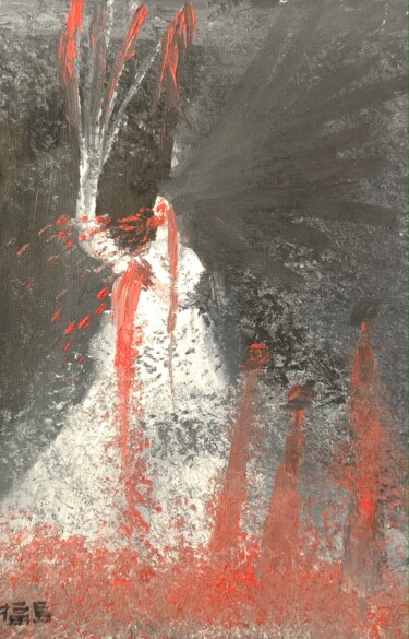Pintura intitulada "pneumonie" por Hideo Fukushima, Obras de arte originais, Óleo