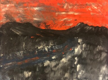 Pintura titulada "ciel sanglant" por Hideo Fukushima, Obra de arte original, Oleo