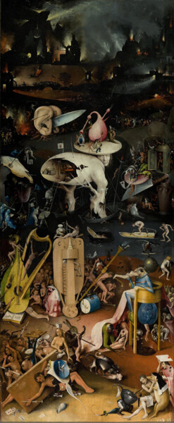 Schilderij getiteld "Le jardin des délic…" door Hieronymus Bosch, Origineel Kunstwerk, Olie