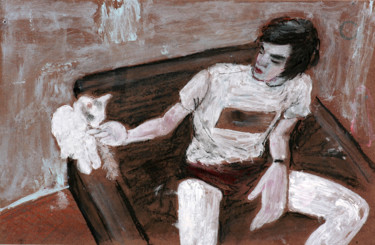 Malerei mit dem Titel "boy-cat" von Hígor Mejïa, Original-Kunstwerk, Acryl