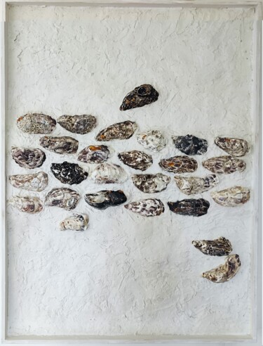 Collages titled "OSTREâmes 5" by Hilaé, Original Artwork, Collages Mounted on Wood Panel