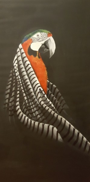Peinture intitulée "parrot" par Hilal Aktunç, Œuvre d'art originale, Acrylique