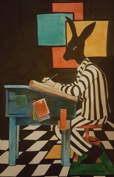 Peinture intitulée "rabbit 2" par Hilal Aktunç, Œuvre d'art originale, Autre