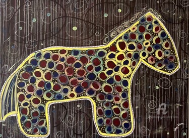 Malerei mit dem Titel "Magic Pony" von Hilary Done, Original-Kunstwerk, Acryl