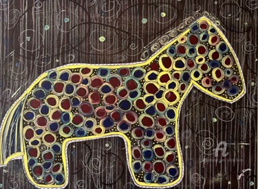 Painting titled "Magic Pony" by Hilary Done, Original Artwork, Acrylic