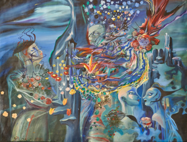 Картина под названием "Spiritual Flowers" - Hilda Garman, Подлинное произведение искусства, Масло