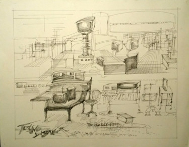 Tekening getiteld "Techno desorder" door Hilda Garman, Origineel Kunstwerk, Inkt