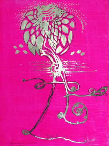 Pittura intitolato "Fleur qui marche" da Hilda Garman, Opera d'arte originale, Inchiostro