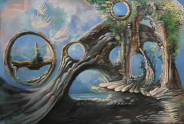 Pintura titulada "Paysage aux limaces…" por Hilda Garman, Obra de arte original, Oleo Montado en Bastidor de camilla de made…