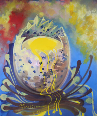Картина под названием "Oeuf Coque" - Hilda Garman, Подлинное произведение искусства, Масло Установлен на Деревянная рама для…