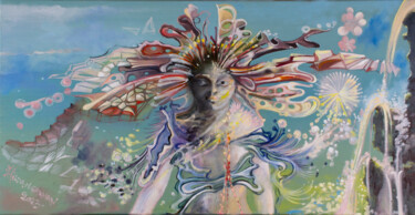 Painting titled "AMAZONIA" by Hilda Garman, Original Artwork, Oil Mounted on Wood Stretcher frame