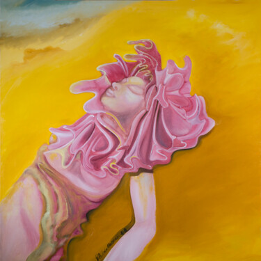 Картина под названием "Allongée sur le sab…" - Hilda Garman, Подлинное произведение искусства, Масло Установлен на Деревянна…