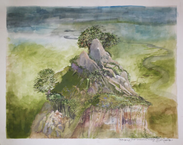Schilderij getiteld "Landscape Imaginary" door Hilda Garman, Origineel Kunstwerk, Aquarel
