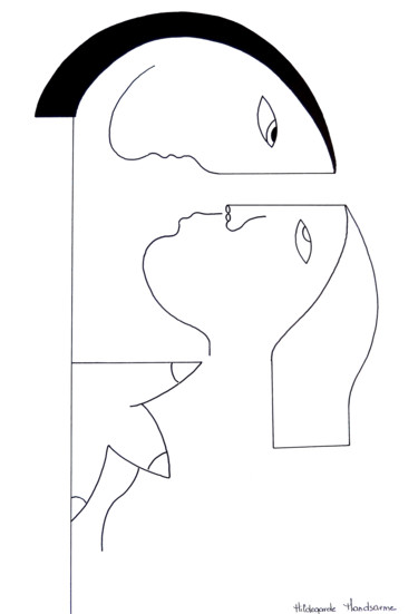 Drawing titled "Un regard intense" by Hildegarde Handsaeme, Original Artwork, Ink