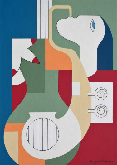 Painting titled "The Saxo Charm" by Hildegarde Handsaeme, Original Artwork, Acrylic Mounted on Aluminium