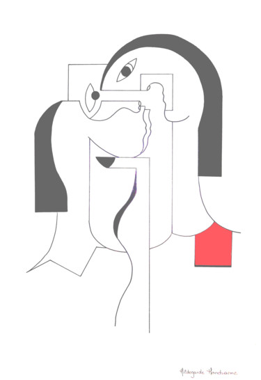 Zeichnungen mit dem Titel "The black nail" von Hildegarde Handsaeme, Original-Kunstwerk, Tinte