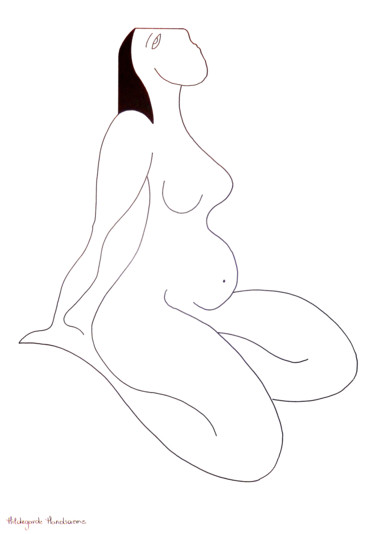 Dessin intitulée "Repos" par Hildegarde Handsaeme, Œuvre d'art originale, Encre