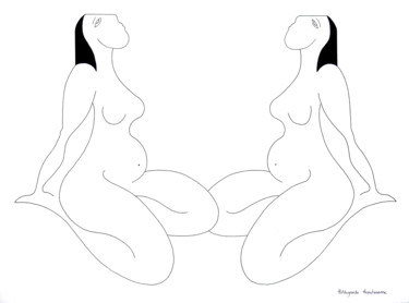 Dessin intitulée "Les Féminines" par Hildegarde Handsaeme, Œuvre d'art originale, Encre