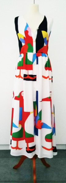 Textielkunst getiteld "Long dress Hash-Hash" door Hildegarde Handsaeme, Origineel Kunstwerk, Stof
