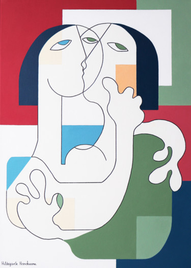 Painting titled "LeKiss" by Hildegarde Handsaeme, Original Artwork, Acrylic