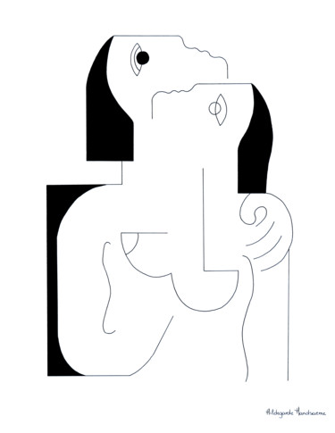 Drawing titled "Les Lignes Sensuell…" by Hildegarde Handsaeme, Original Artwork, Ink