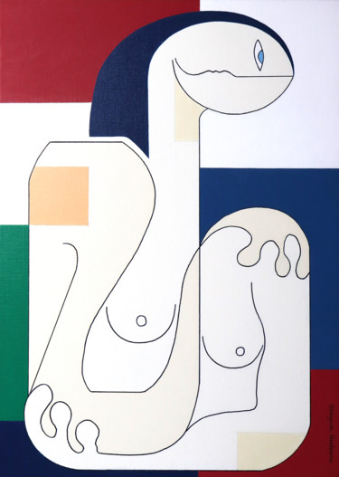 Painting titled "Femminilità" by Hildegarde Handsaeme, Original Artwork, Acrylic