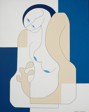 Картина под названием "Female Blues" - Hildegarde Handsaeme, Подлинное произведение искусства, Акрил