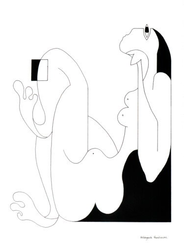 Drawing titled "Attitude Féminin" by Hildegarde Handsaeme, Original Artwork, Acrylic