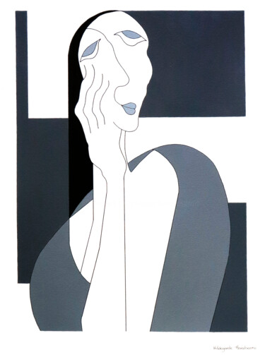 Painting titled "La Penseuse" by Hildegarde Handsaeme, Original Artwork, Acrylic